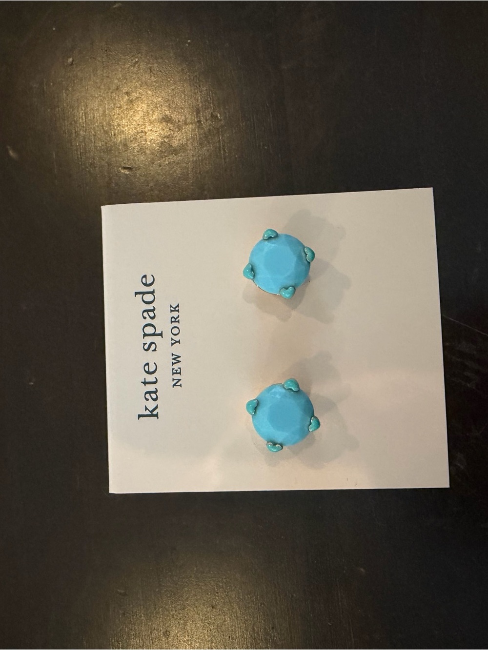kate spade turquoise blue cushion-cut stud earrings - Picture 3 of 3